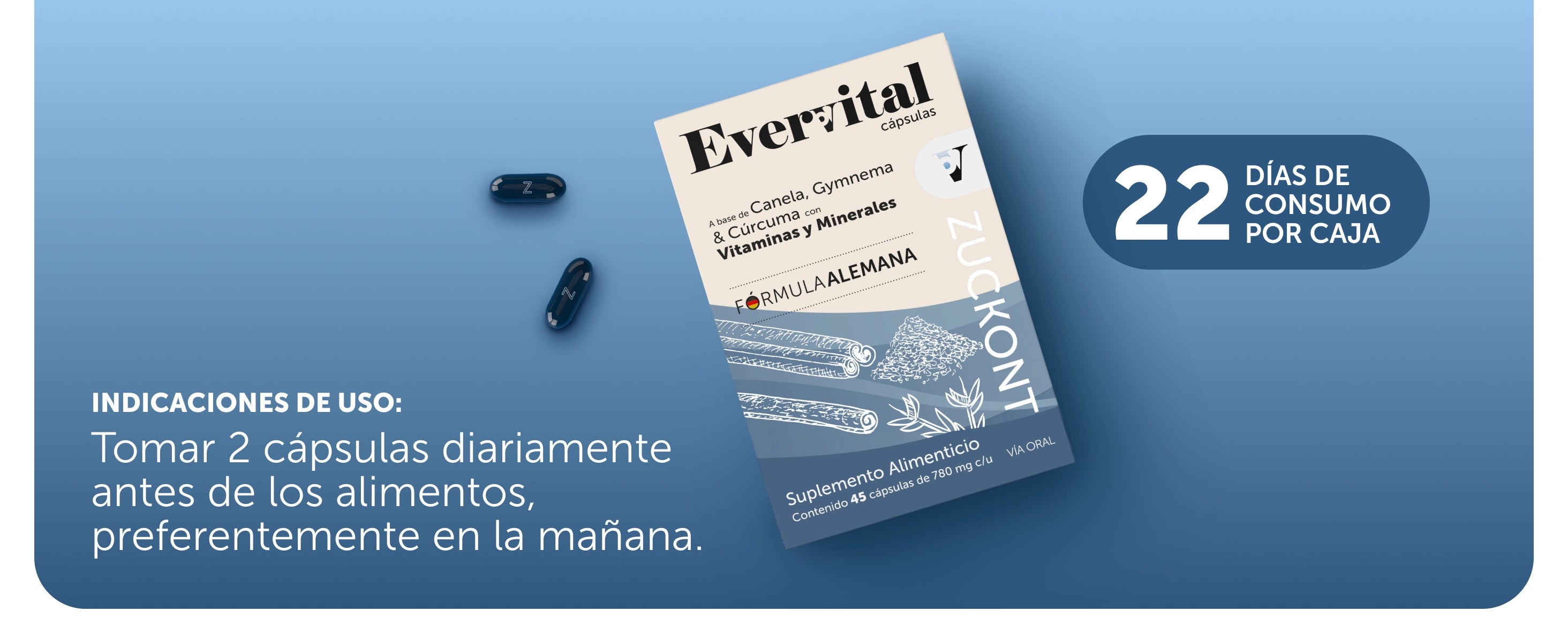 Evervital® Zuckont 45 Cápsulas Caja con 6 Piezas