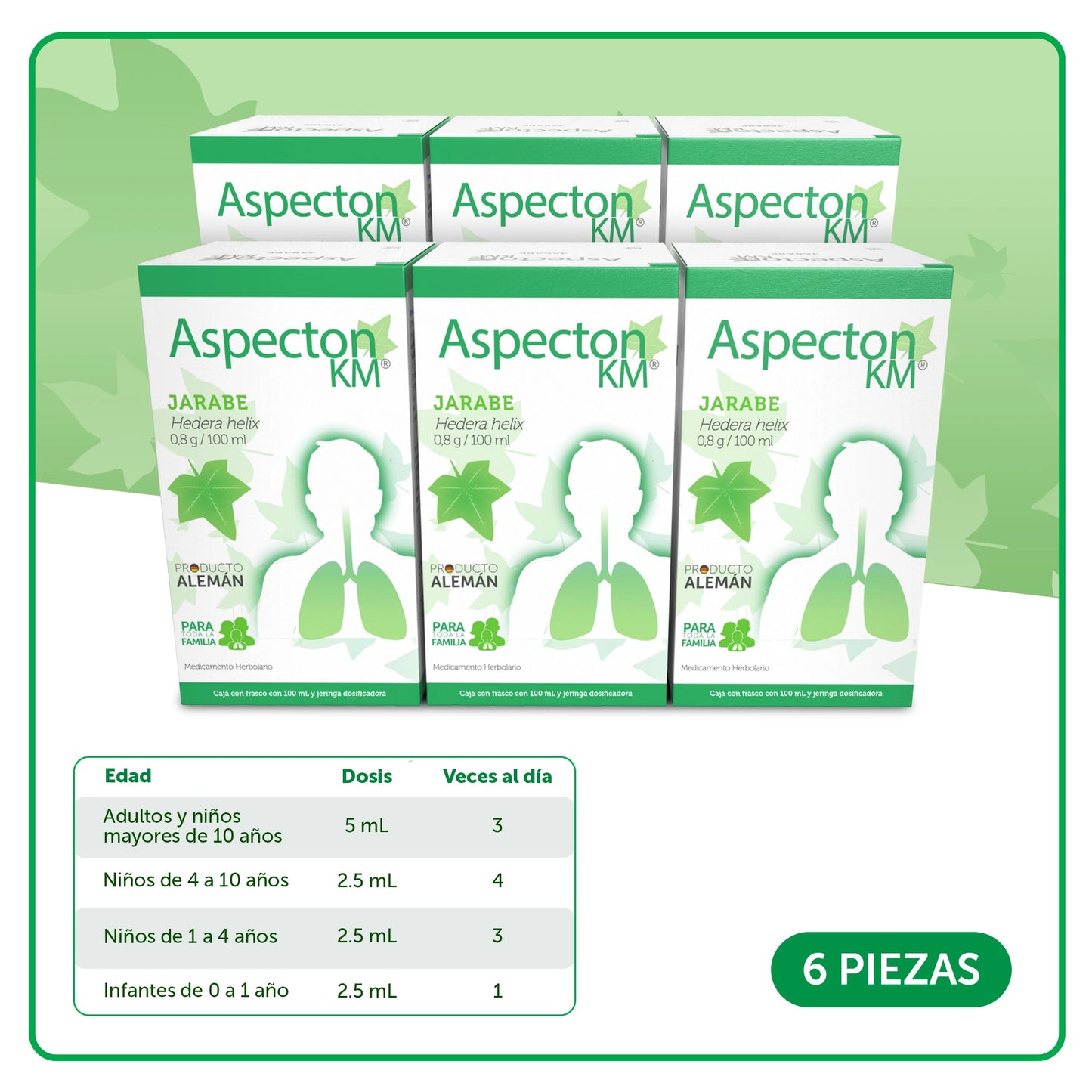 Aspecton KM Jarabe 100ml Caja con 6 Piezas