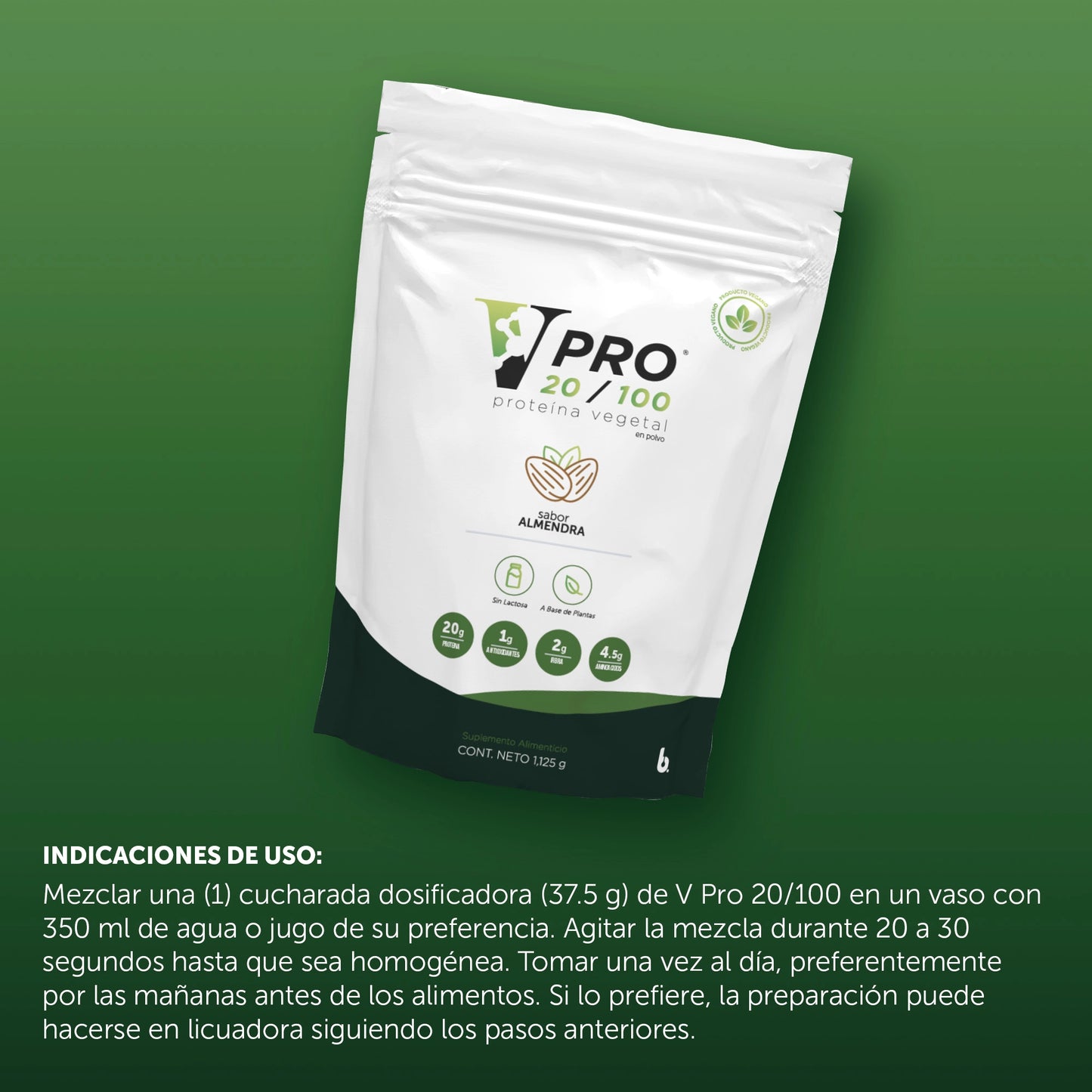 V-Pro 20/100® - Proteina Vegana Bolsa con 1.125 KG
