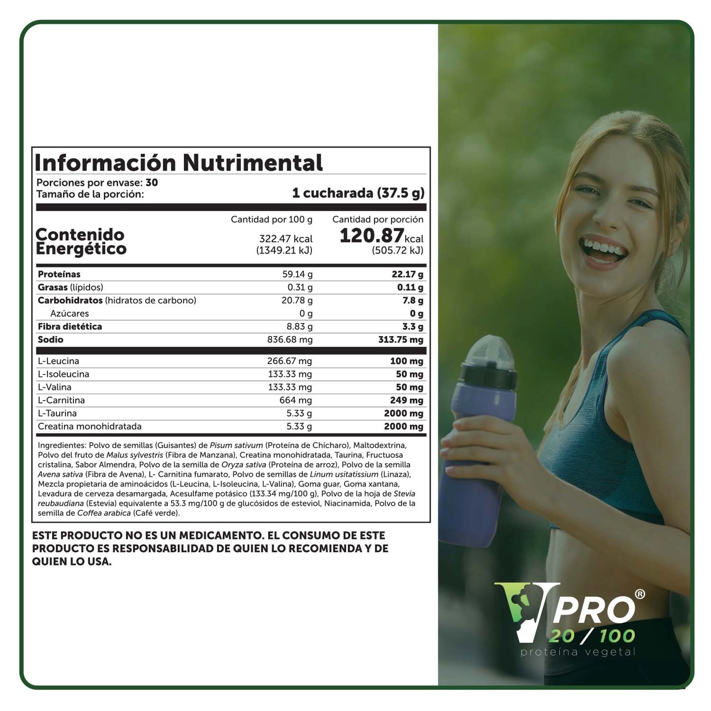 V-Pro 20/100® - Proteina Vegana Bolsa con 1.125 KG