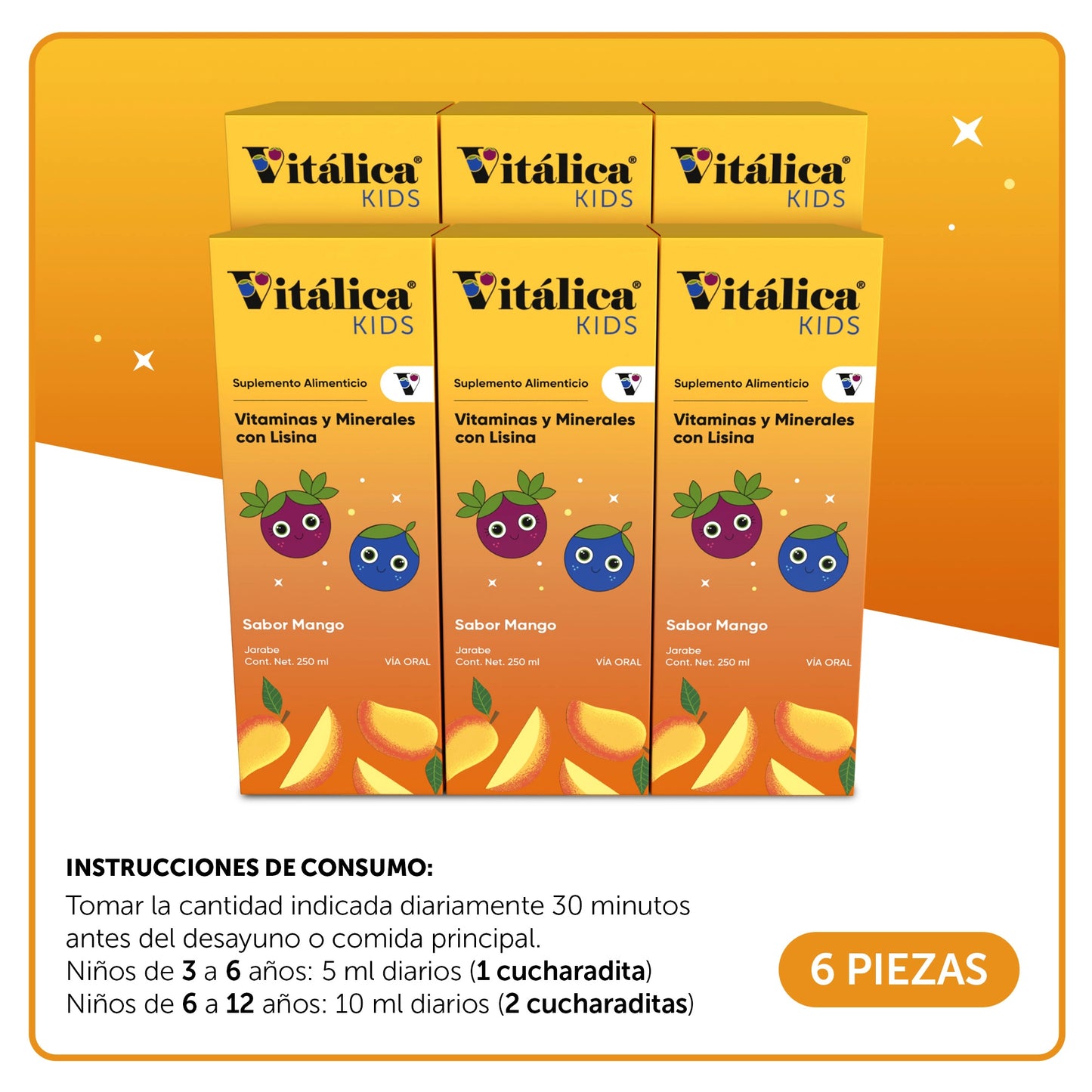 Vitalica® KIDS 250ml Caja con 6 Piezas