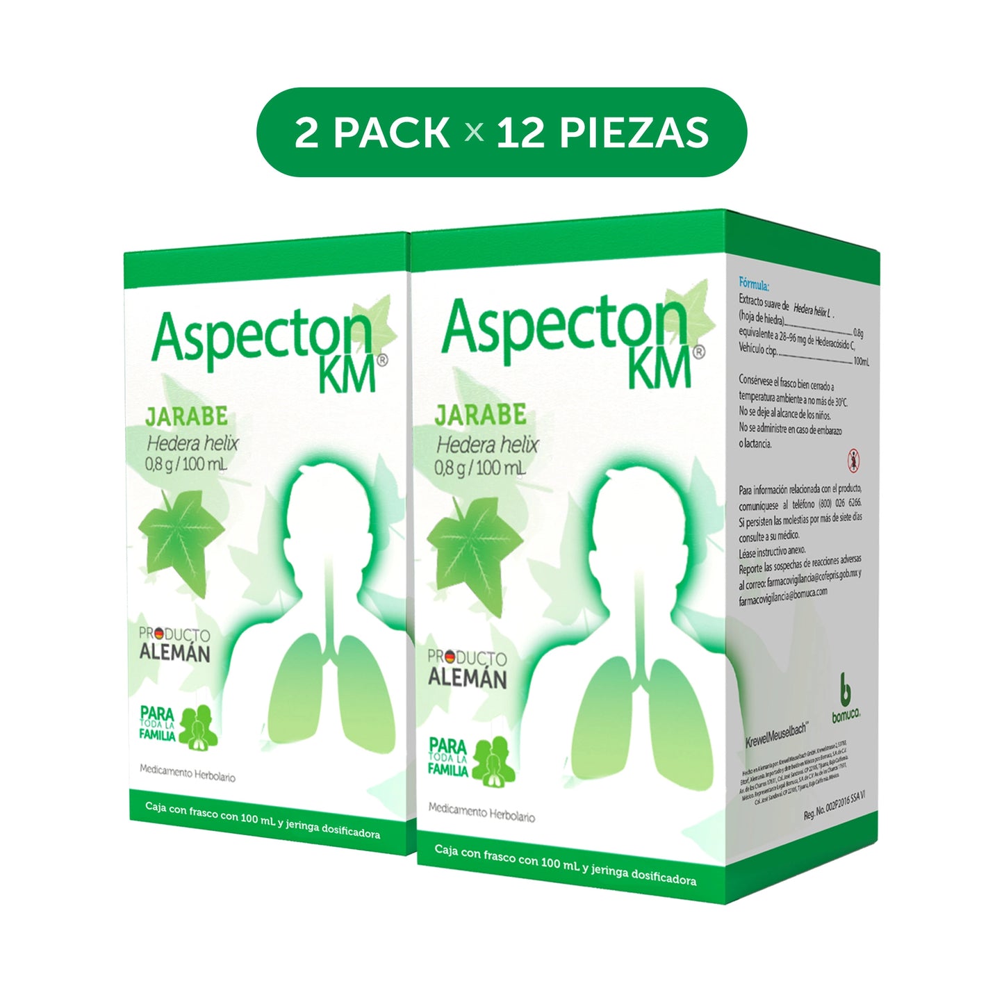 Aspecton KM Jarabe - 2 Pack Charola C/12 Piezas