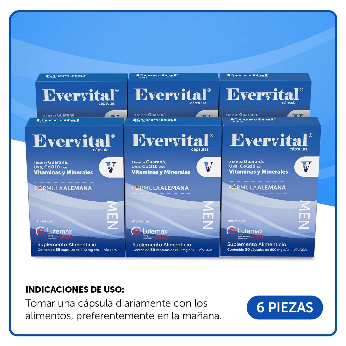 Evervital® Men 30 Cápsulas Caja con 6 piezas