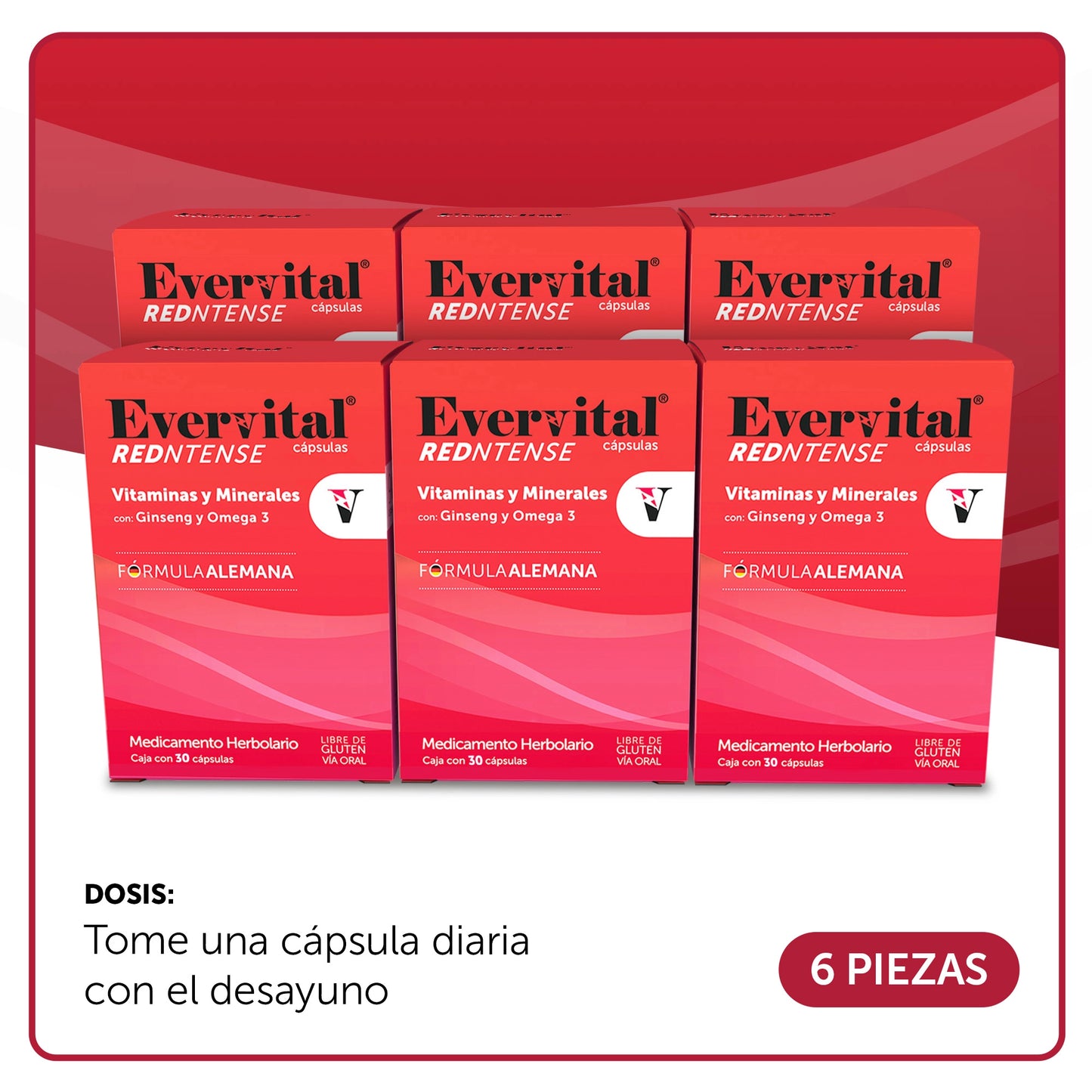 Evervital® Redntense 30 Cápsulas Caja con 6 Piezas