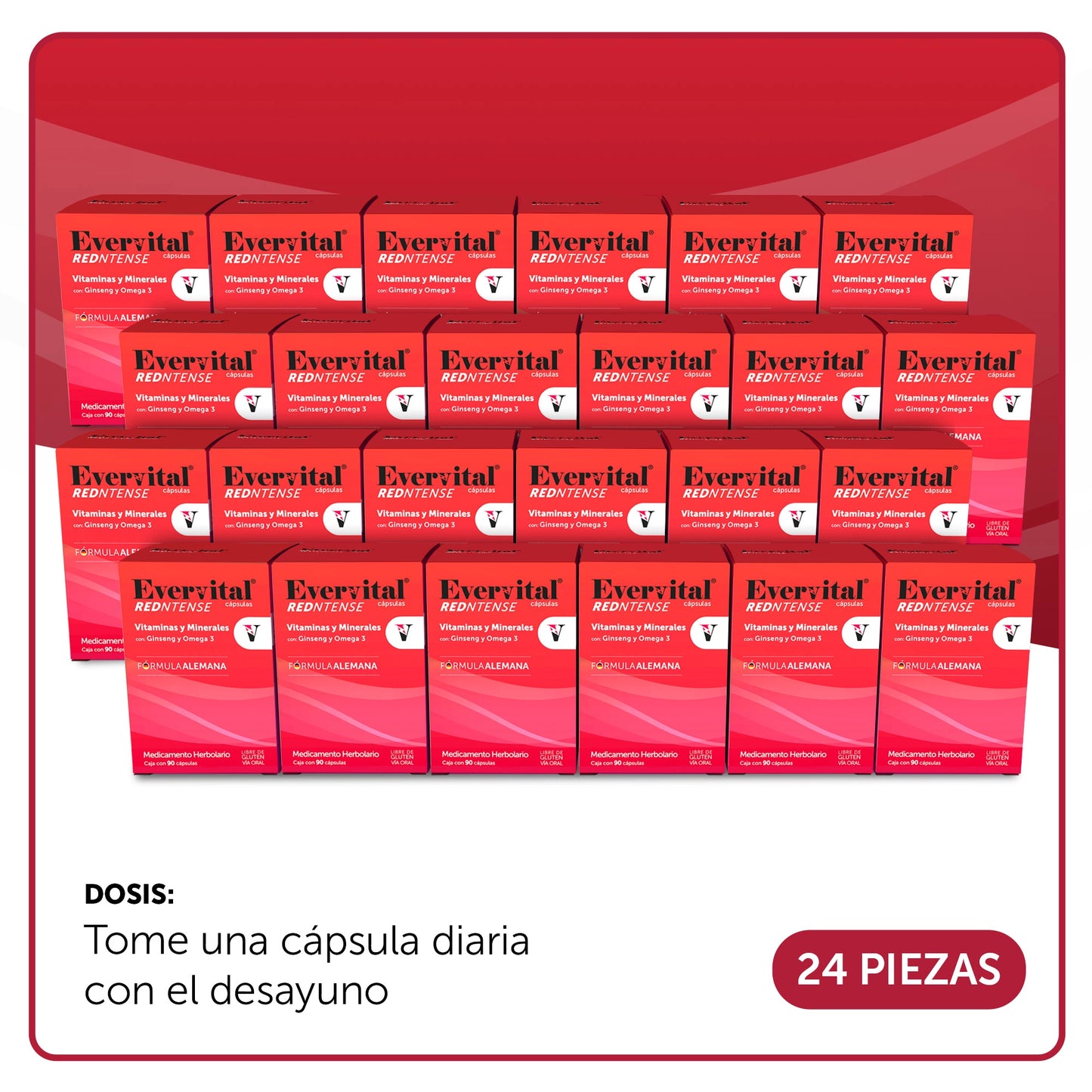 Evervital® Redntense 90 Cápsulas Charola con 24 Piezas