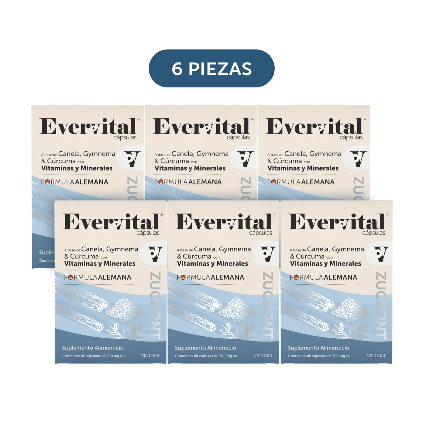 Evervital® Zuckont 45 Cápsulas Caja con 6 Piezas