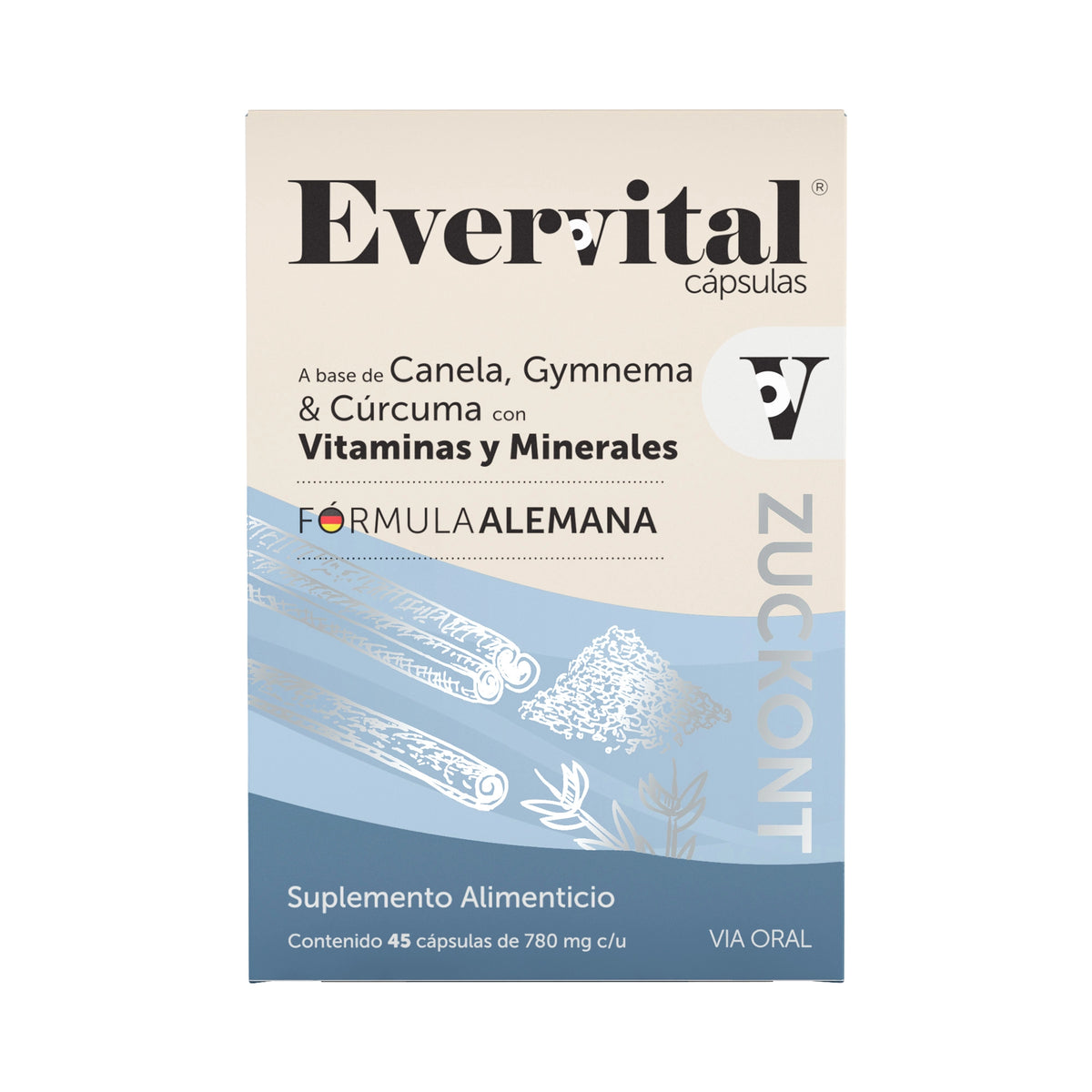 Zucront Capsulas Evervital® Zuckont 45 Cápsulas | Canela, gymnema y cúrcuma – Bomuca