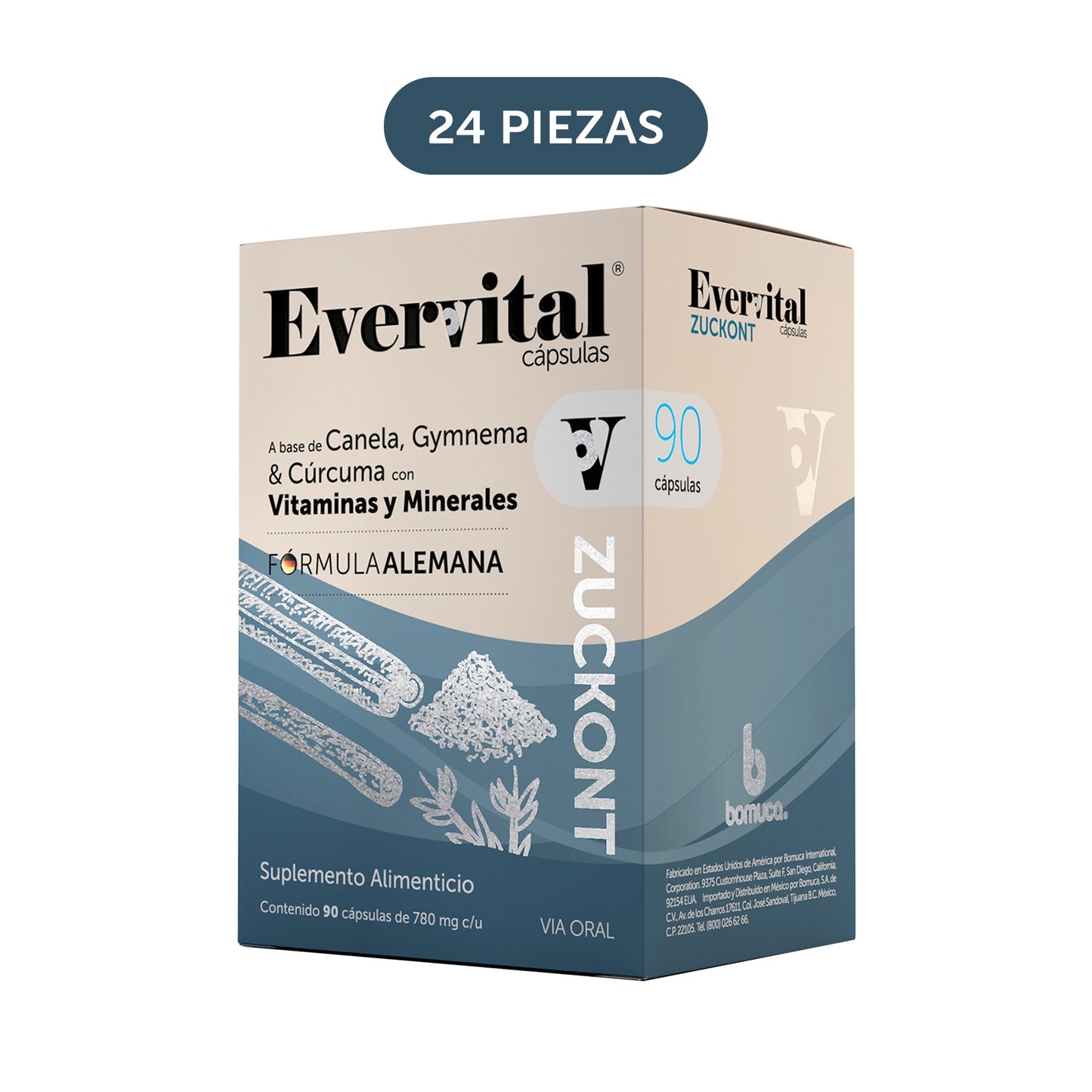 Evervital® Zuckont 90 Cápsulas Charola con 24 Piezas