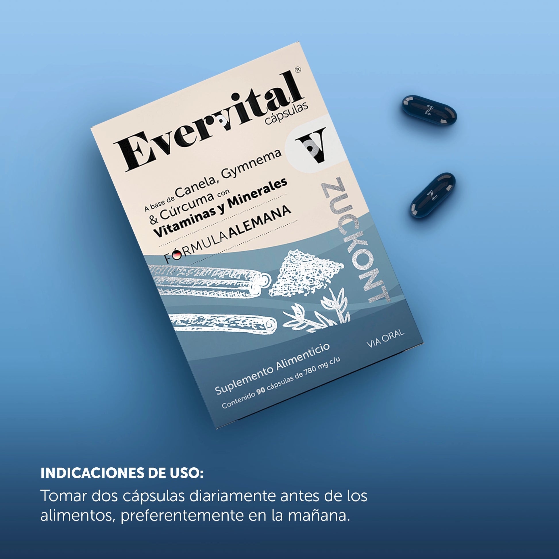 Zucront Capsulas Evervital® Zuckont 90 Cápsulas | Canela, gymnema y cúrcuma – Bomuca