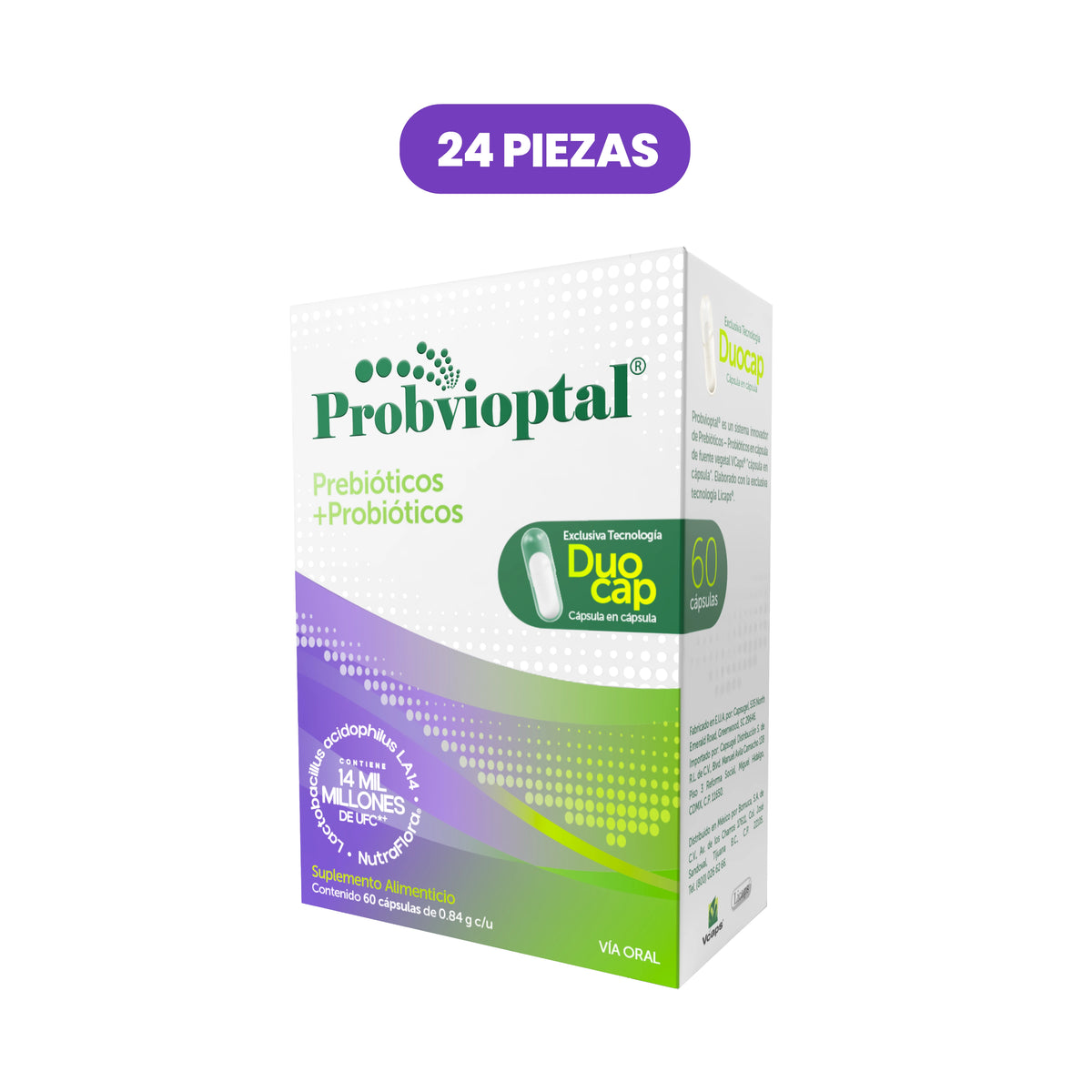 Probvioptal® 60 Cápsulas Charola con 24 piezas | Probiótico + Prebiótico
