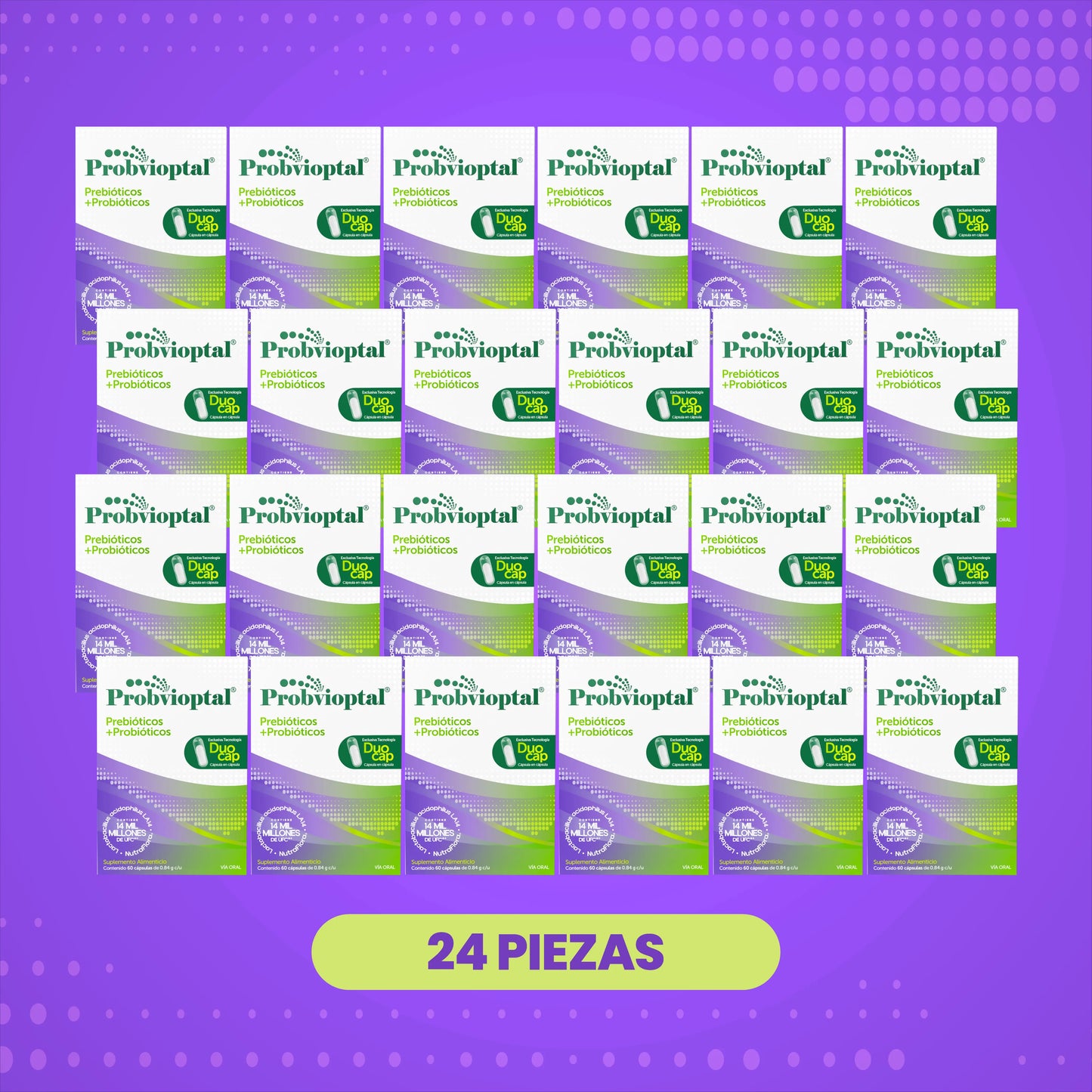 Probvioptal® 60 Cápsulas Charola con 24 piezas | Probiótico + Prebiótico