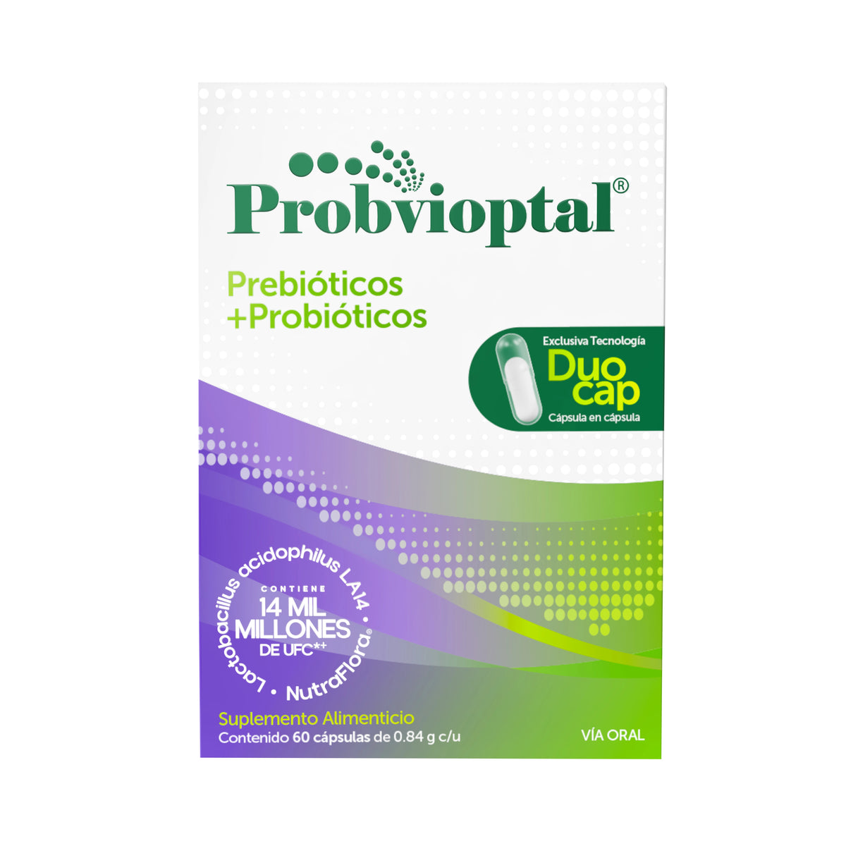 Probvioptal® 60 Cápsulas Charola con 24 piezas | Probiótico + Prebiótico