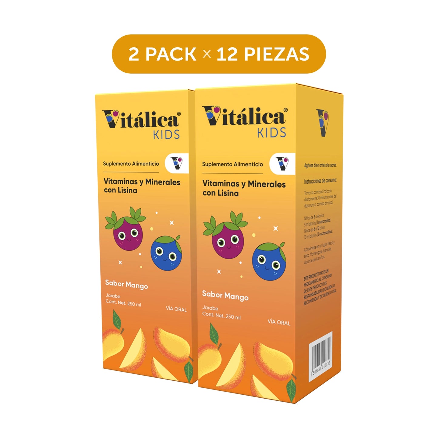 Vitalica® KIDS 250ml - 2 Pack Caja con 12 piezas