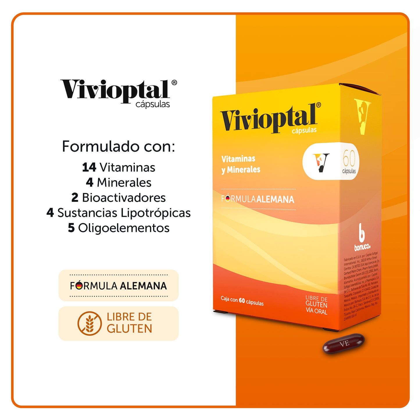 Vivioptal® 60 Cápsulas Corrugado con 72 Piezas